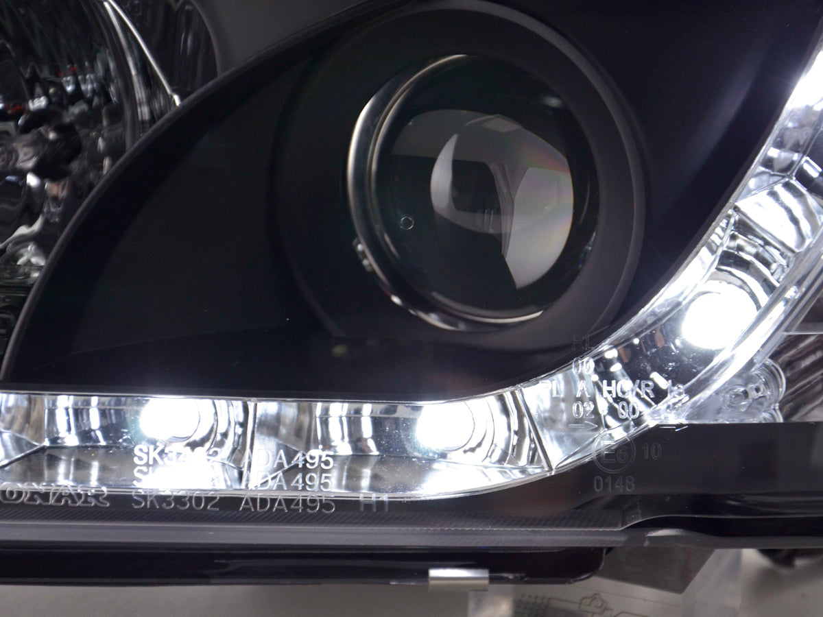 Scheinwerfer Set Daylight LED Tagfahrlicht Audi A4 B5 8D 94-99 schwarz Scheinwerfer Set Daylight LED Tagfahrlicht Audi A4 B5 8D 94-99 schwarz